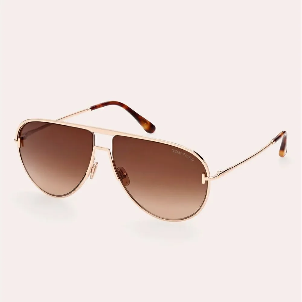 Tom Ford Theo 60mm Gradient Pilot Sunglasses Rose Gold MSPR $ 550.00